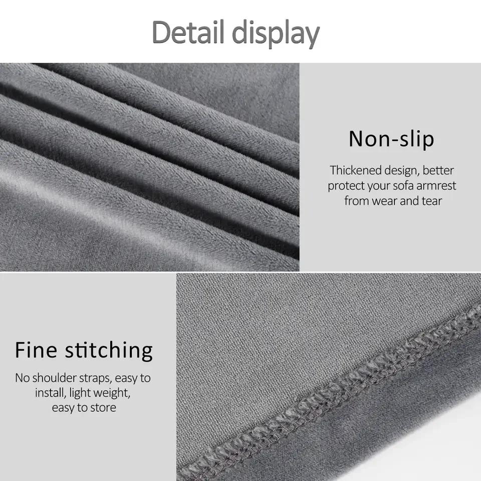 2PCS/Set Removable Armrest Cover Silver Fox Velvet Solid Color Elastic Dustproof Sofa Armrest Glove Stretchy Furniture Protector