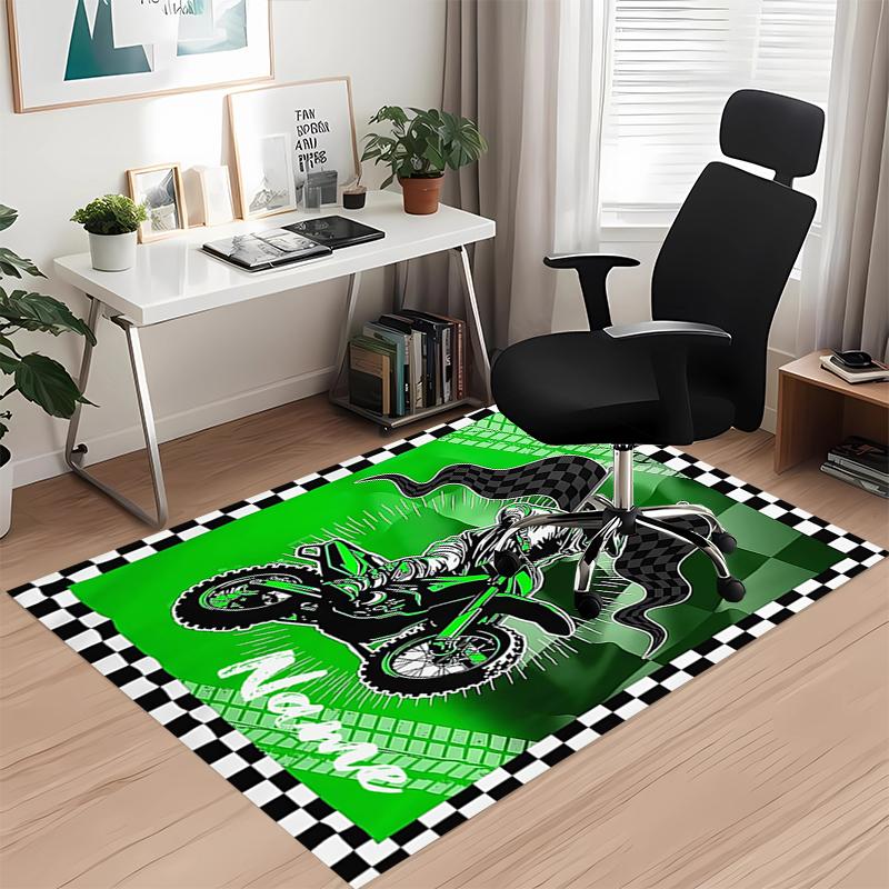 Tappeto Stampato Moto da Fuoristrada con Nome Personalizzato, per Sedia da Ufficio Soggiorno Camera da Letto Cucina Decorazioni Regali.