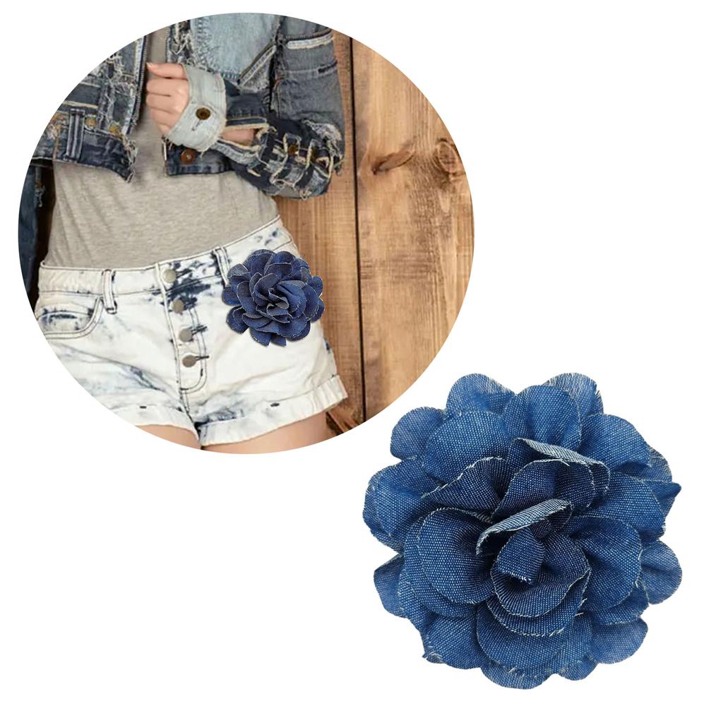 Blaue Stoff Kamelienblüten Broschen für Damen Handgefertigte Stoff Anstecknadeln Korsage Modeschmuck Abzeichen Stoffaccessoires