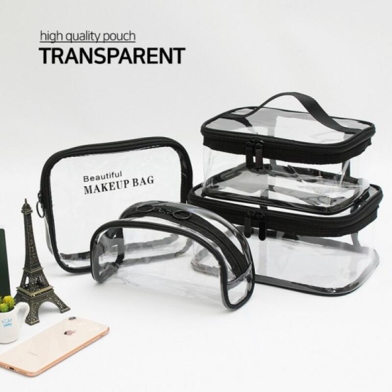 4-piece set of transparent cosmetic pouches Set of 4 transparent pouches