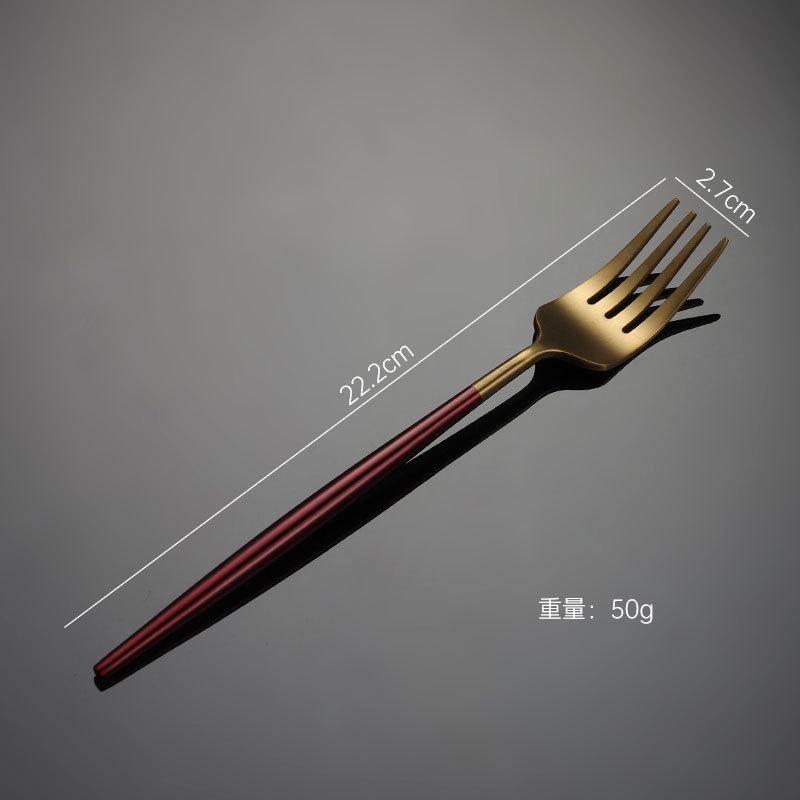 304 Stainless Steel Portuguese Knife and Fork Spoon Titanium-plated Gold Thick Western Tableware Paint Handle Wedding Gift