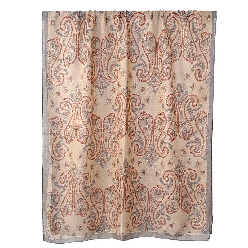 New cotton and linen long towel travel photography with thin shawl fashionable retro cashew flower printed long towel