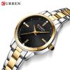 CURREN 9094 Women's Waterproof Quartz Watch: Stainless Steel Strap, Korean Style with Rhinestone Accents.