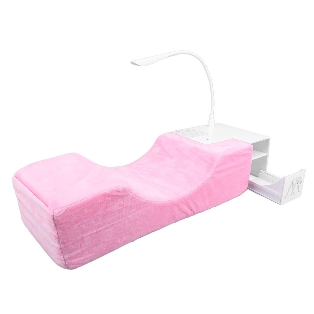Wimpernverlängerungskissen mit Ablage-Organizer-Ständer 3 Helligkeiten LED-Licht Blau Beleuchtung Pink U-förmig