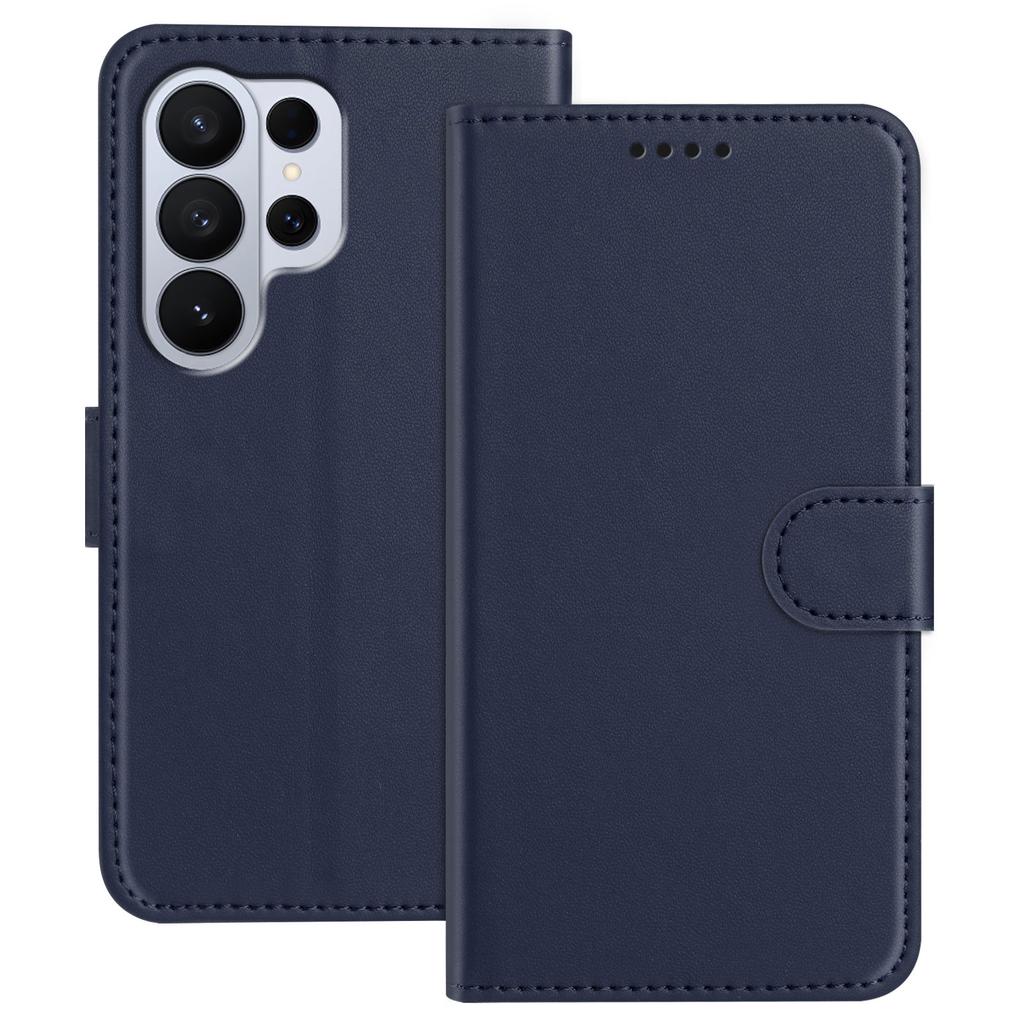 For Samsung Galaxy S26 Ultra Leather Case Wallet Stand Solid Color Anti Drop Phone Cover