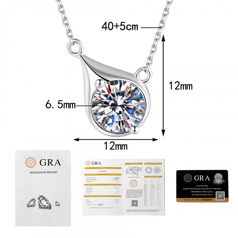 1ct Moissanite Necklace D Color Waterdrop Pendant Clavicle Chain Women