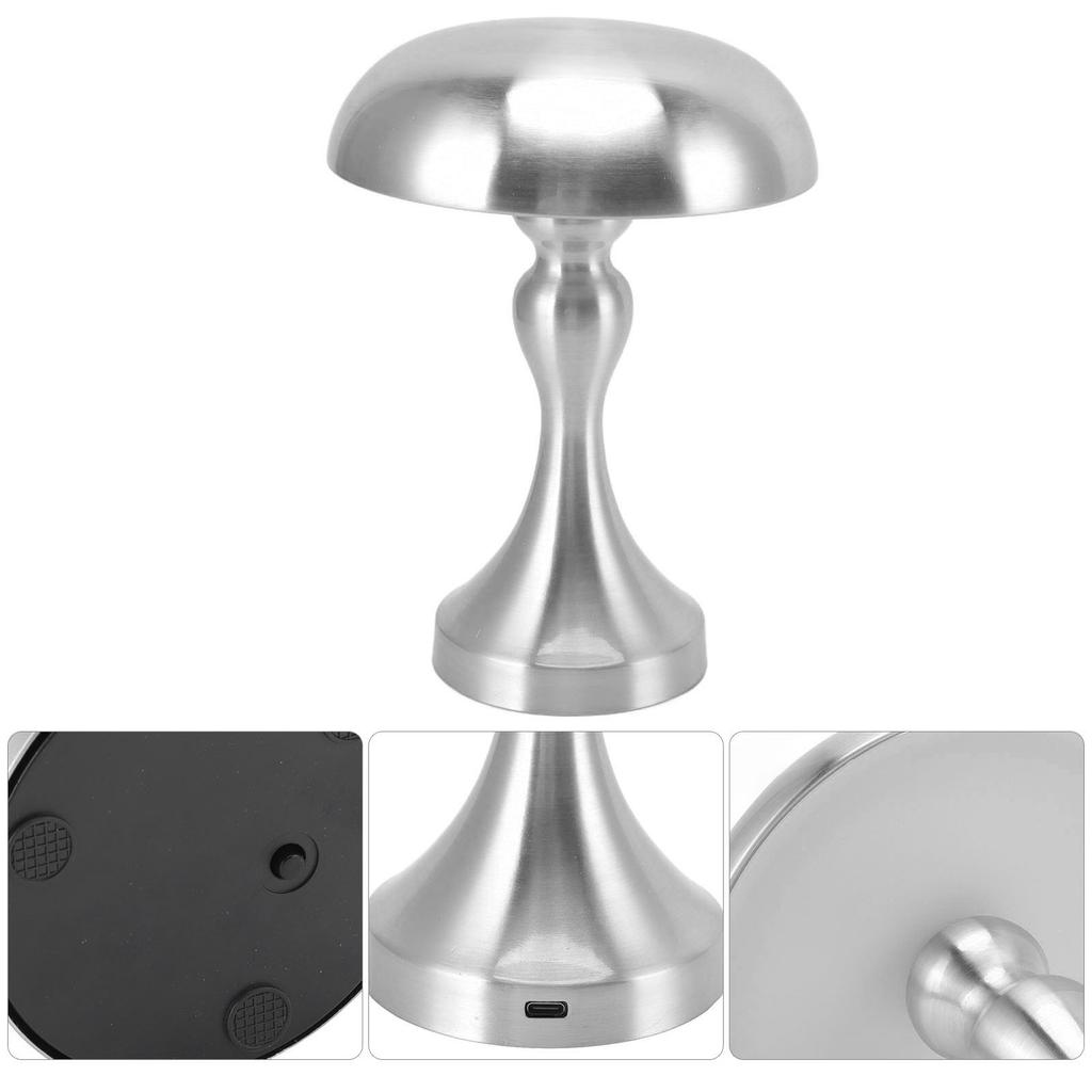 Table Lamp Rechargeable Mushroom Shape 3 Speed Color Temperature Touch Stepless Dimming Night Light for Home