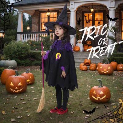 Halloween Witch & Vampire Costume Set for Girls: Cloak Cape Cosplay