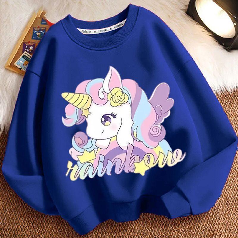 Children's Cartoon Unicorn Hoodie, Long-sleeved Loose Coat for Boys and Girls Spring and Autumn
