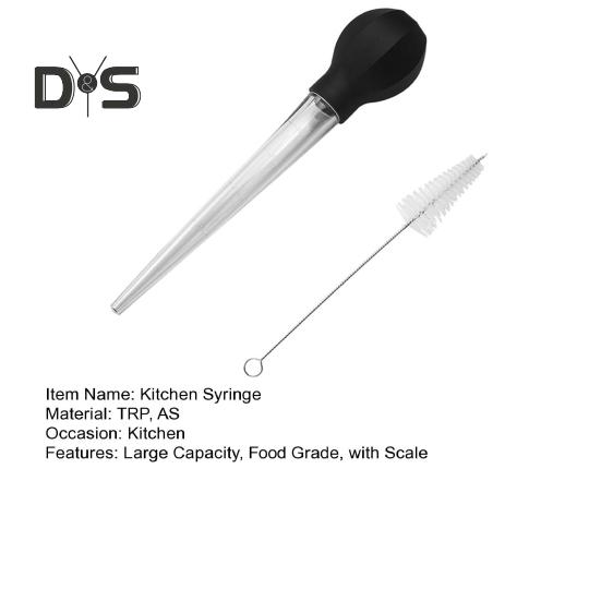 1 Set with Cleaning Brush Turkey Baster Tube Pump Food Grade Practical Cooking Chicken Turkey Poultry Baster Syringe
