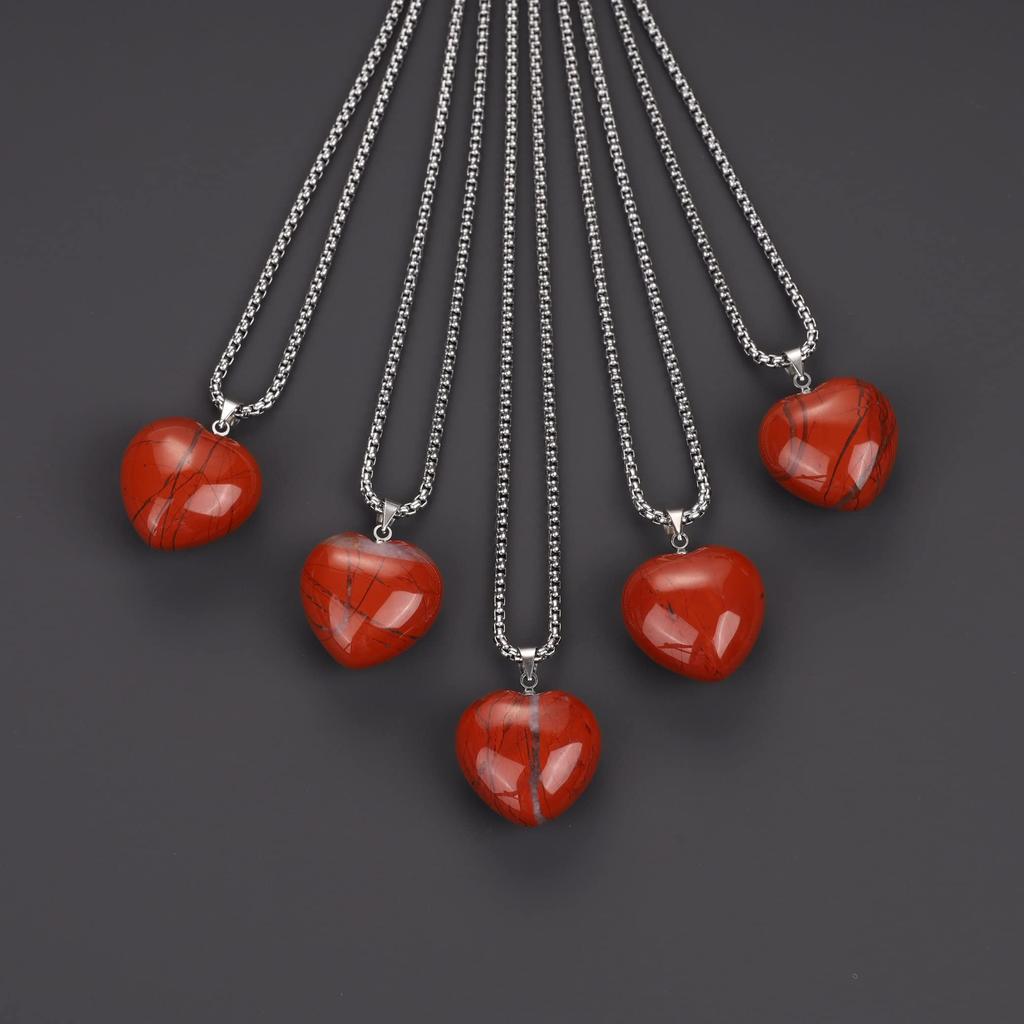 Heart Red Jasper Lucky Charm Necklace for Women [Koai]