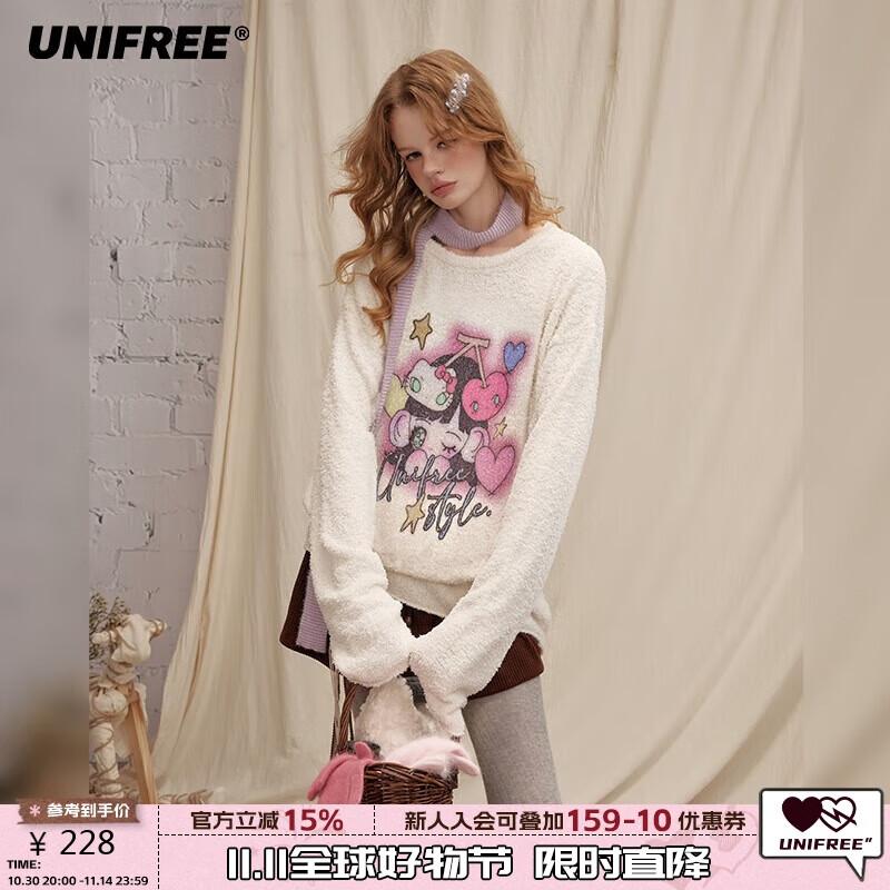 

UNIFREE Illustrator Collaboration Heart-Pattern Knit Sweater M