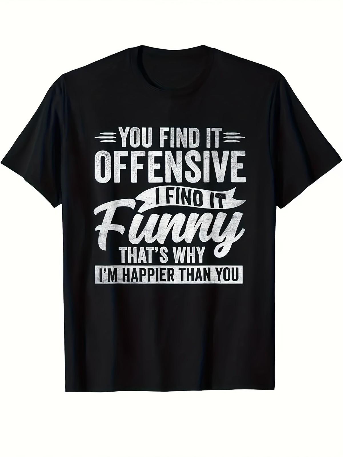 Men s Funny Graphic Print T-Shirt - Casual Short Sleeve Crew Neck, Black Co S разноцветный