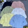 1116 Summer New Women's Crew Neck Japanese Ramie Shirt Loose Shirt Top Cardigan Retro Short Sleeve Thin