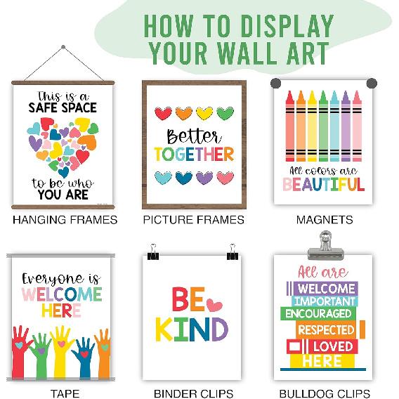 Hadley Designs Diversity Posters For Classroom Elementary –6 Inclusive Everyone Is Welcome Classroom Decor, Safe Space Sign Preschool Kindness