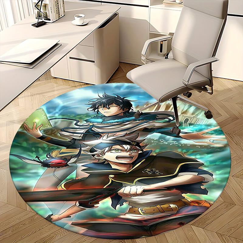 1pc Anime Design Round Carpet - Black Clover Characters for Office Chair Mat, Non-Slip Rug Suitable for Home Decor, Living Room, Bedroom