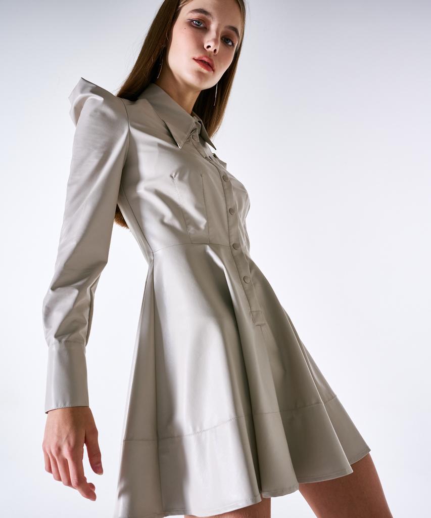 Kwajipyuliti Vegan Leather Flare Dress
