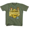 Fraggle Rock Caution Doozers Military Green Youth T-Shirt