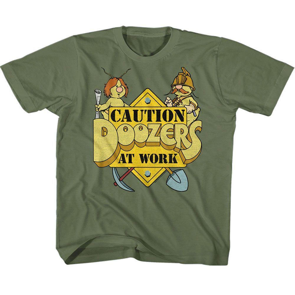 Fraggle Rock Caution Doozers Military Green Youth T-Shirt XXXXL