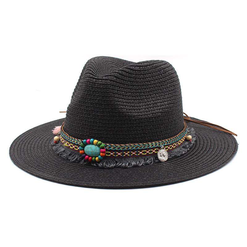 Western Cowboy Ethnic Style Straw Hat Men'S And Women'S Outdoor Seaside Beach Hat Sunscreen Sun Hat