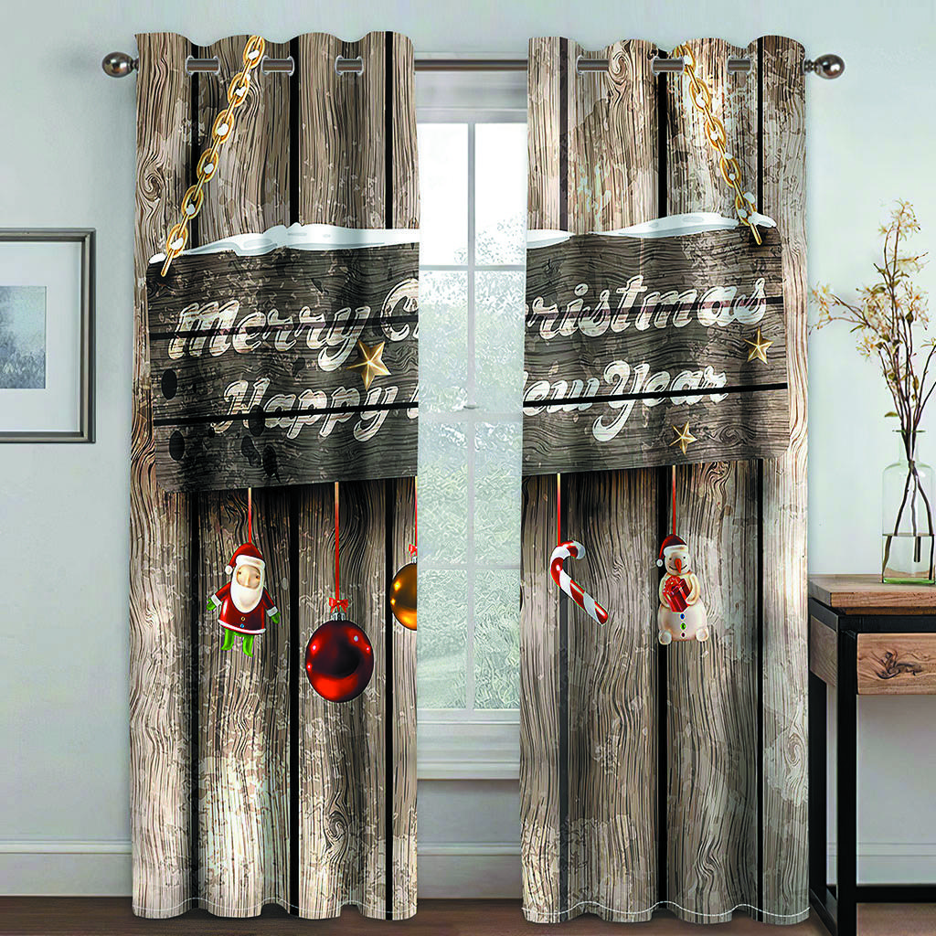 

3D-печать полиэстеровых оконных штор для детей, затенение Санта-Клауса, современные, с Новым годом, спальня, декор гостиной 120W243H&Grommet Top