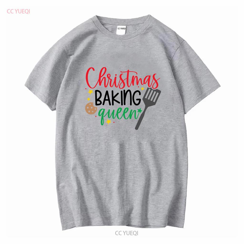 Christmas Baking Queen T Shirt Merry Funny Outfit For Her long or short sleeves vintage Washed Soft Stylish Casual Slightly