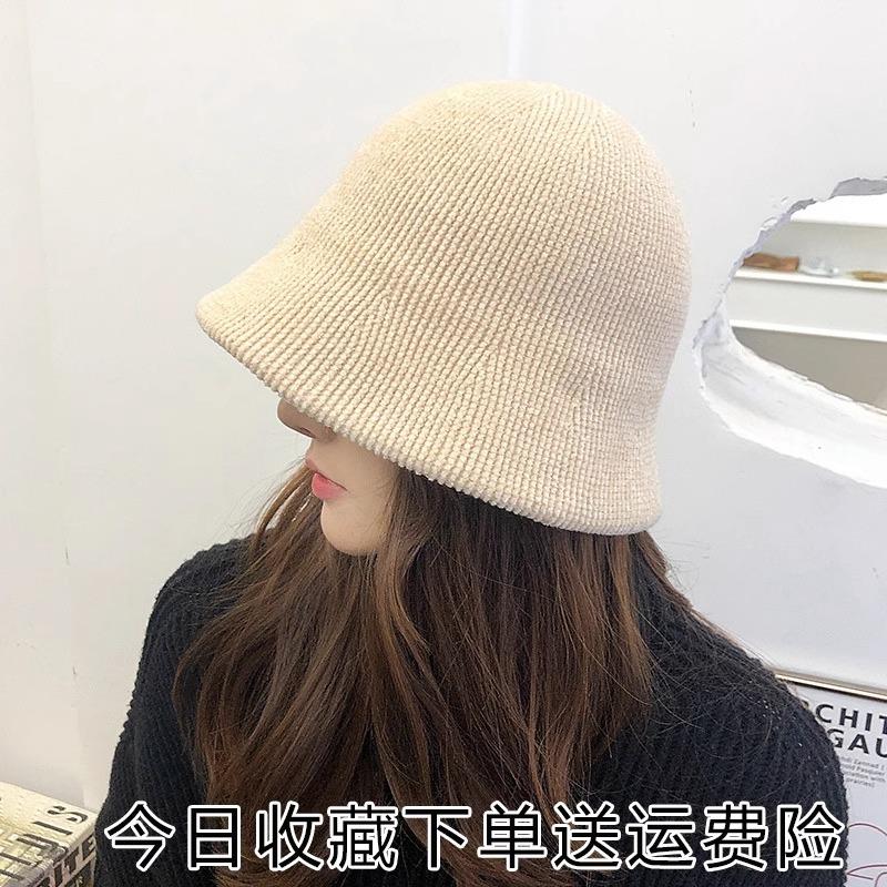 Big Head Circumference Autumn and Winter Hat Women's Basin Hat Warm Bucket Hat Knitted Bucket Hat Winter