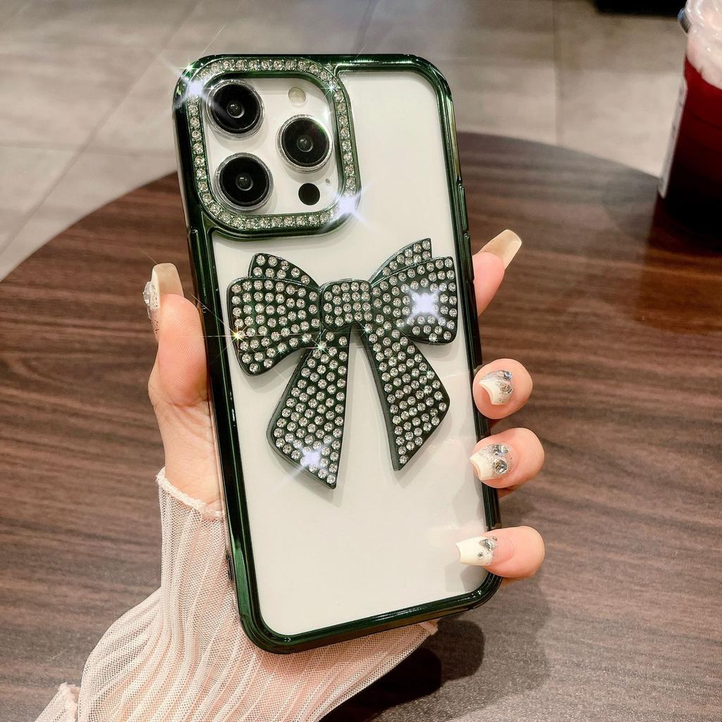 For IPhone 15 Electroplated Butterfly Crystal Diamond Phone Case for Apple 14 Gradient Feather 13 Luxury Protective Case for Women