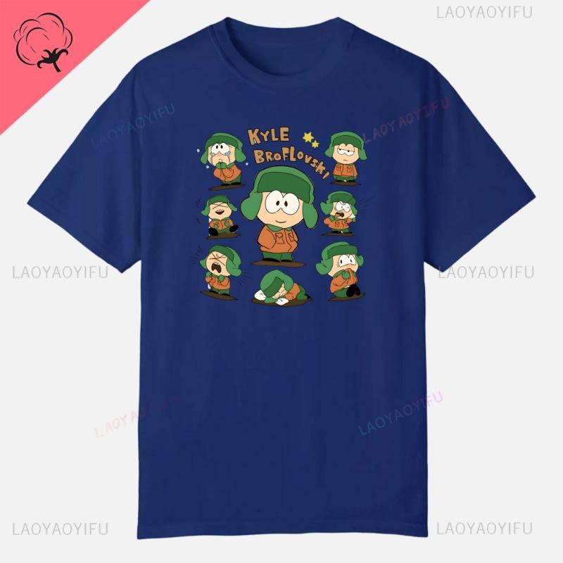 S-South Park Vlastní oblečení Vtipná trička s potiskem Bavlněná trička s krátkým rukávem Jednobarevná trička Oblečení Pánské Streetwear Grafické tričko