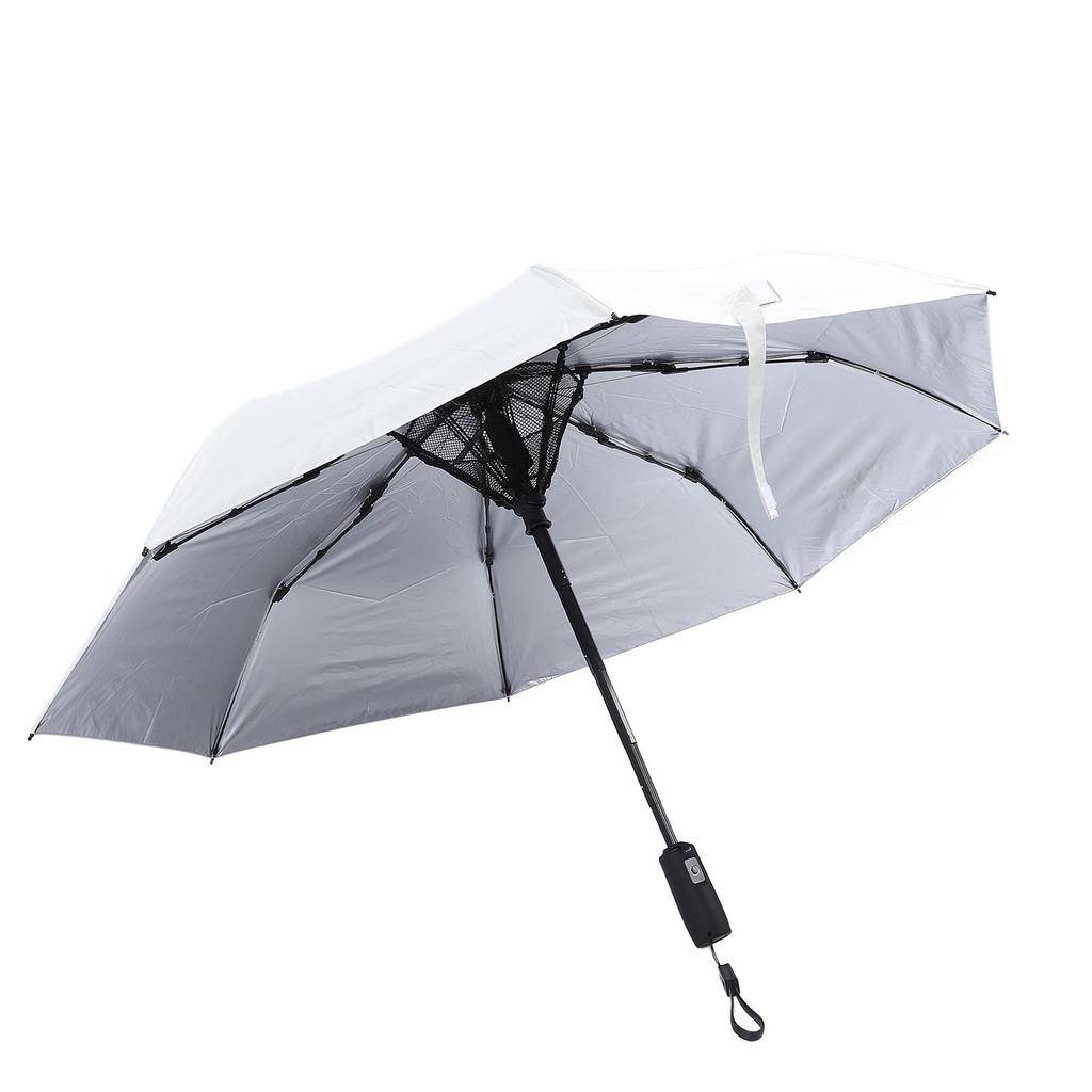 Sonnenschirm mit eingebautem Lüfter, wiederaufladbar, tragbar, Sicherheitsnetz, UPF 50, für