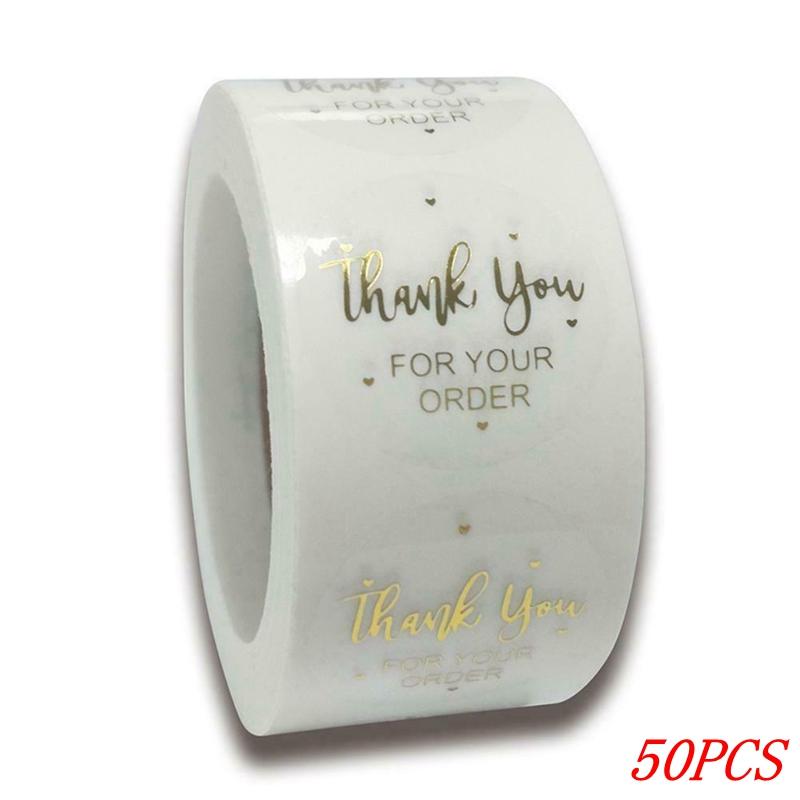 50-500pcs 1inch Clear Gold Foil Thank You Stickers for Envelope Sealing Label Stickers Pretty Things Inside for Gifts Package