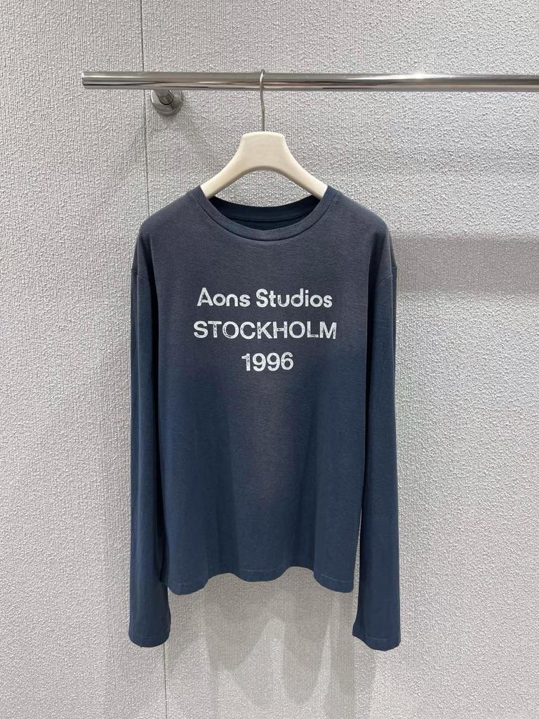 Unisex 2025 Early Autumn Letter Print Crew Neck Long Sleeve Loose Top