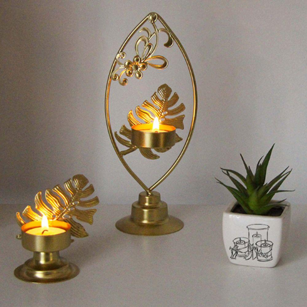 Durable Leaf Candlestick Stand Unique Golden Aromatherapy Rack Iron Candle Holder  Home Decor