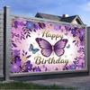 Party Backdrop Floral Butterfly Purple Photo Booth Decor Birthday Party Decor