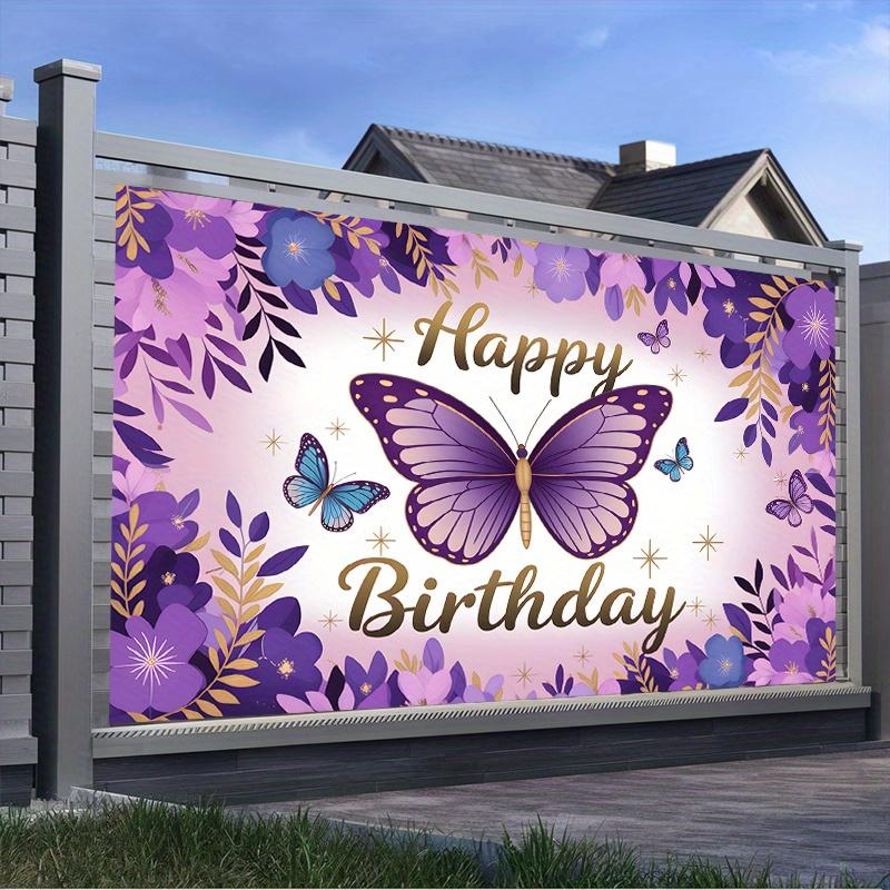 Party Backdrop Floral Butterfly Purple Photo Booth Decor Birthday Party Decor