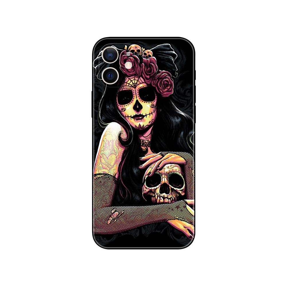 

Чехол для телефона Pink Girl Skull для iPhone 5 5S 2020se 6 6s 7 8 plus x 10 XR XS 11 12 13 mini pro MAX, черная задняя крышка из ТПУ iphone 5 5S SE 2016