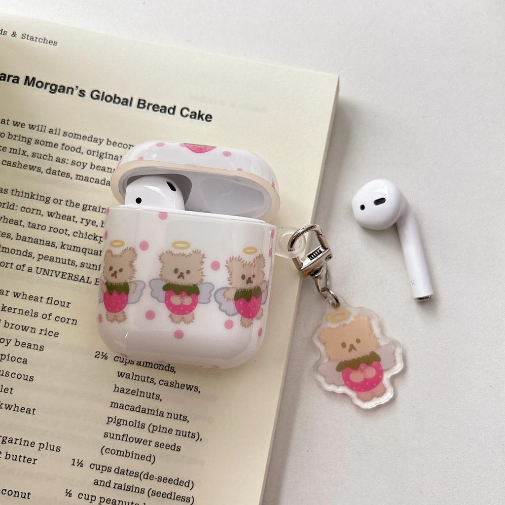 Cute strawberry angel bear suitable for AirPods1 earphone case Apple airpodspro1 protective case 1/1st generation