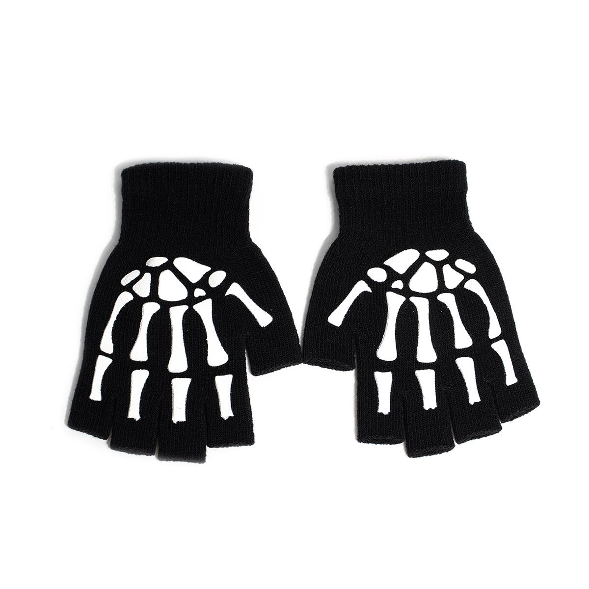 Unisex Knitted Gloves Half/Full Finger Autumn Winter Gloves Halloween Decorative Gloves