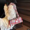 Wholesale Fashion Plaid Contrasting Color Portable Small Square Bag Women's Bag 2025 Summer New Cute Cartoon Shoulder Bag Messenger Bag