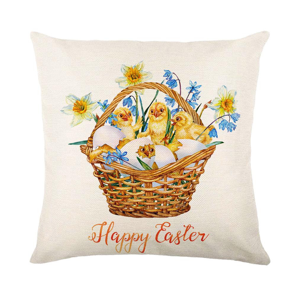 Home Nordic Easter Bunny Pillow Cover Sofa Pillow Bedside Pillow Cover Linen Pillow Cover