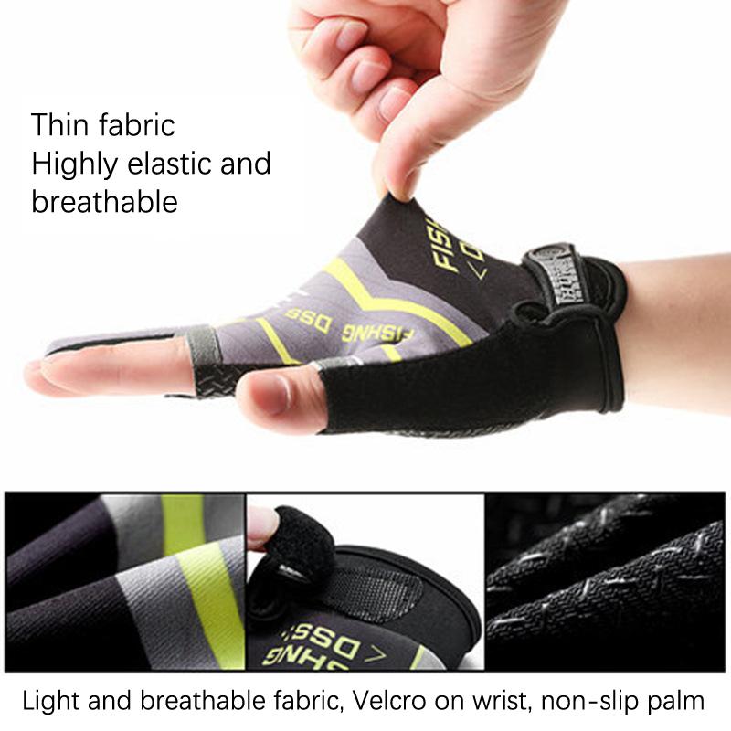 Fishing Gloves Men Summer Three Finger Cut Gloves For Fishing Sun Protection Male Anti-Slip Cycling Drive Breathable Thin Gloves