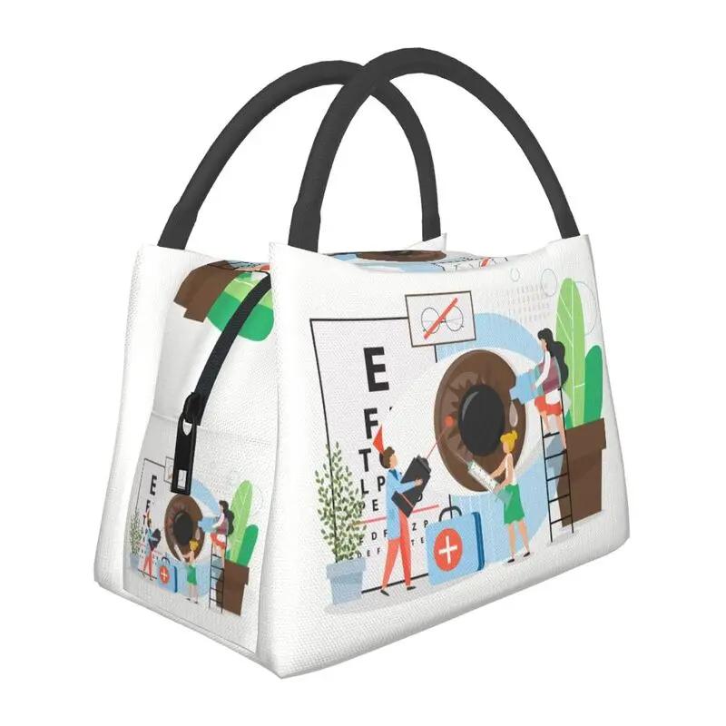 Syntest Snellen-tavla Lunchväska för kvinnor Optiker Synundersökning Återanvändbar Kylväska Termisk Matisolerad Lunchlåda