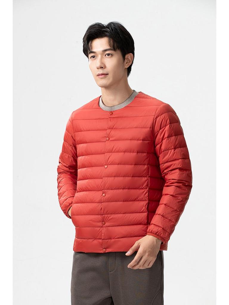 Men's Two-Opening Stand-Up Collar Lightweight Down Jacket - Warm White Duck Down for Autumn/Winter