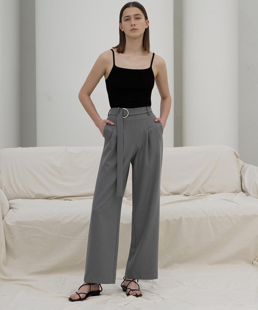 RE RHEE Straight Wide Leg Slacks Trousers Gy