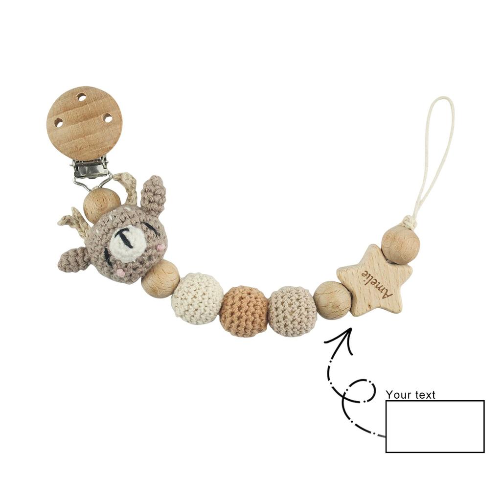 Spersonalizowany Grawer Klips do Smoczka Noworodka Łańcuszek do Zawieszania Smoczka, Łańcuszek Przeciwdziałający Upadaniu Smoczka do Ząbkowania