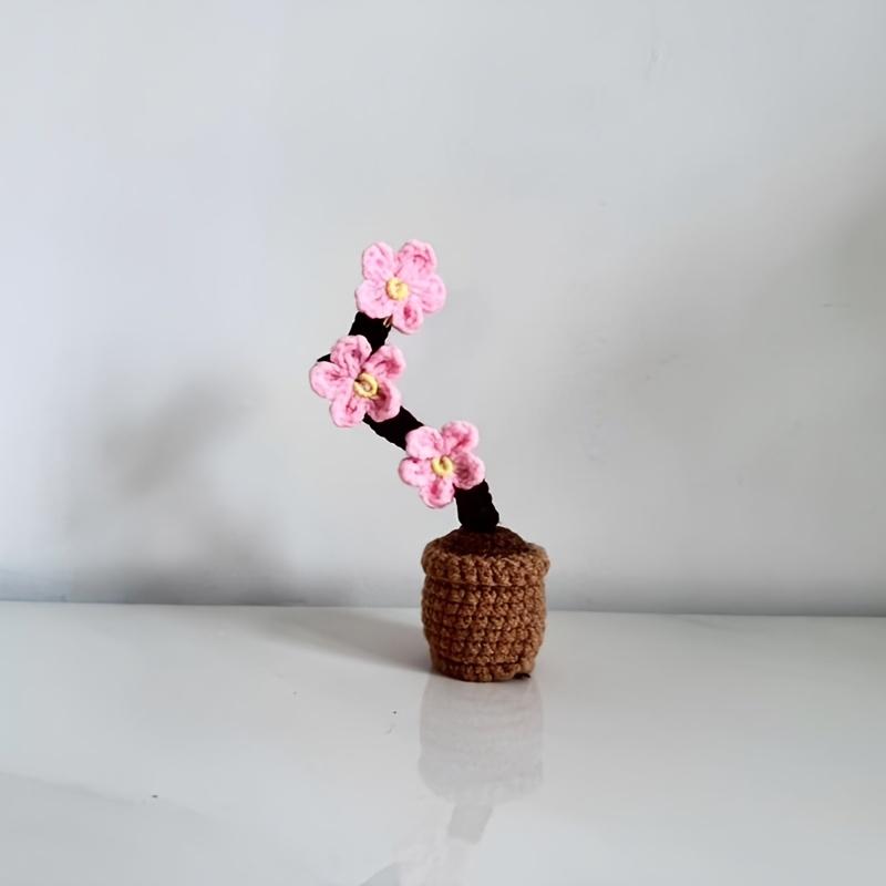 Simulated Flower Hand Woven Small Potted Plant Tulip Sunflower Hook Weaving Desktop Decoration Simulated Flower Ornament Gift