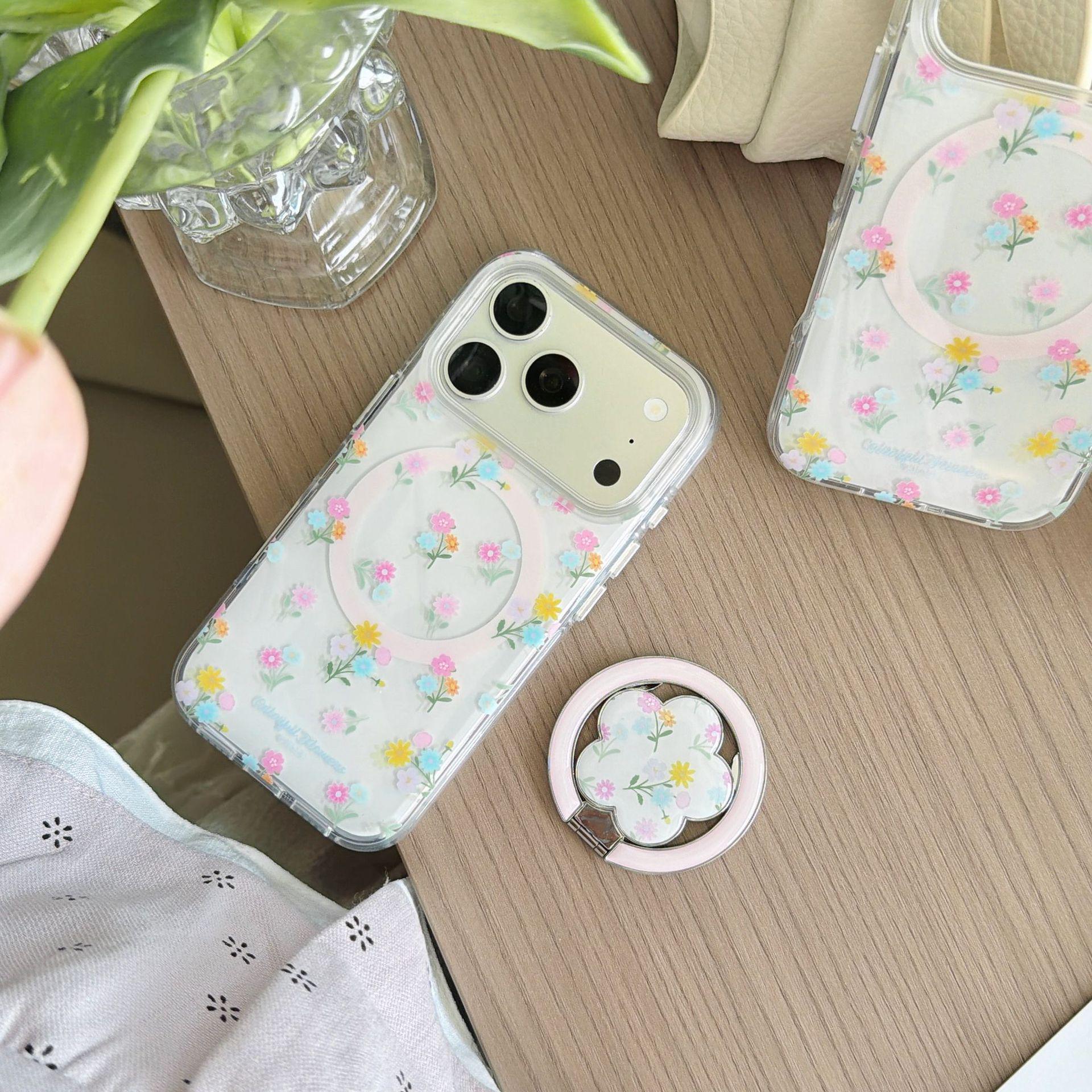 Яркий Цветочный Магнитный Чехол-Подставка для iPhone 17 Pro Max, Совместим с iPhone 17/16/15 iPhone 15 Pro