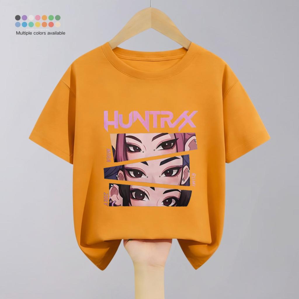 Hunter Girl Group Print Cartoon T-shirt For Girl's Clothing Summer New Fashion Children Short Sleeve Tops Crewneck T Shirts