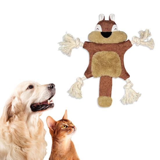 Pet Toy Bite-resistant Interactive Dog Squeaky Toy Cartoon Animal Shape Plush Dog Chew Toy Pet Supplies