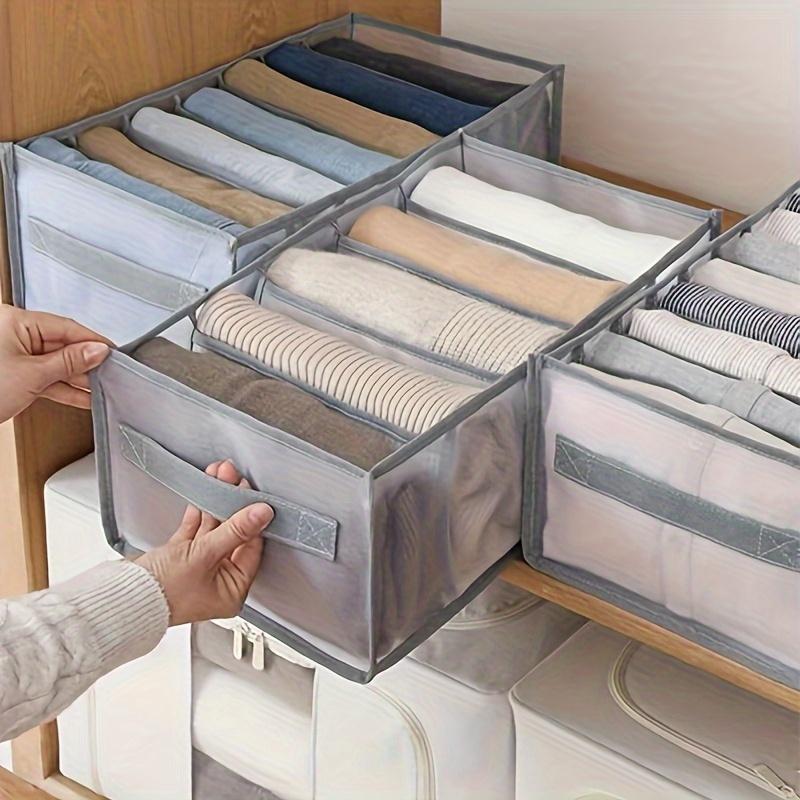 3pcs Premium Fabric Wardrobe Storage Boxes - with Handles, Foldable Drawer Organizer, Transparent Mesh Design, Space-Saving Clothing Storage System